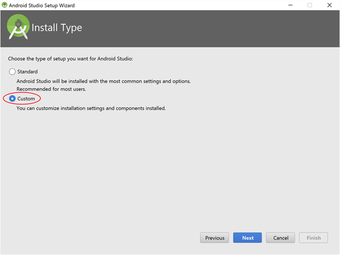 Android Studio Setup - Install Type
